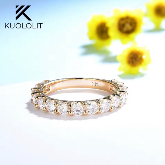 Kuololit Jewelry - Kuololit Round Cut Diamond Moissanite Ring Sterling Silver S925 size 6